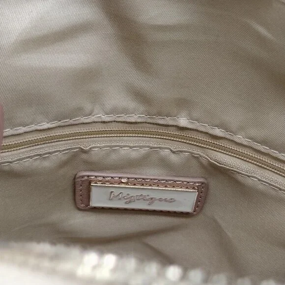 Miztique Daisy Bamboo Backpack Purse Convertible Adjustable Straps Beige & Gold - Picture 9 of 9